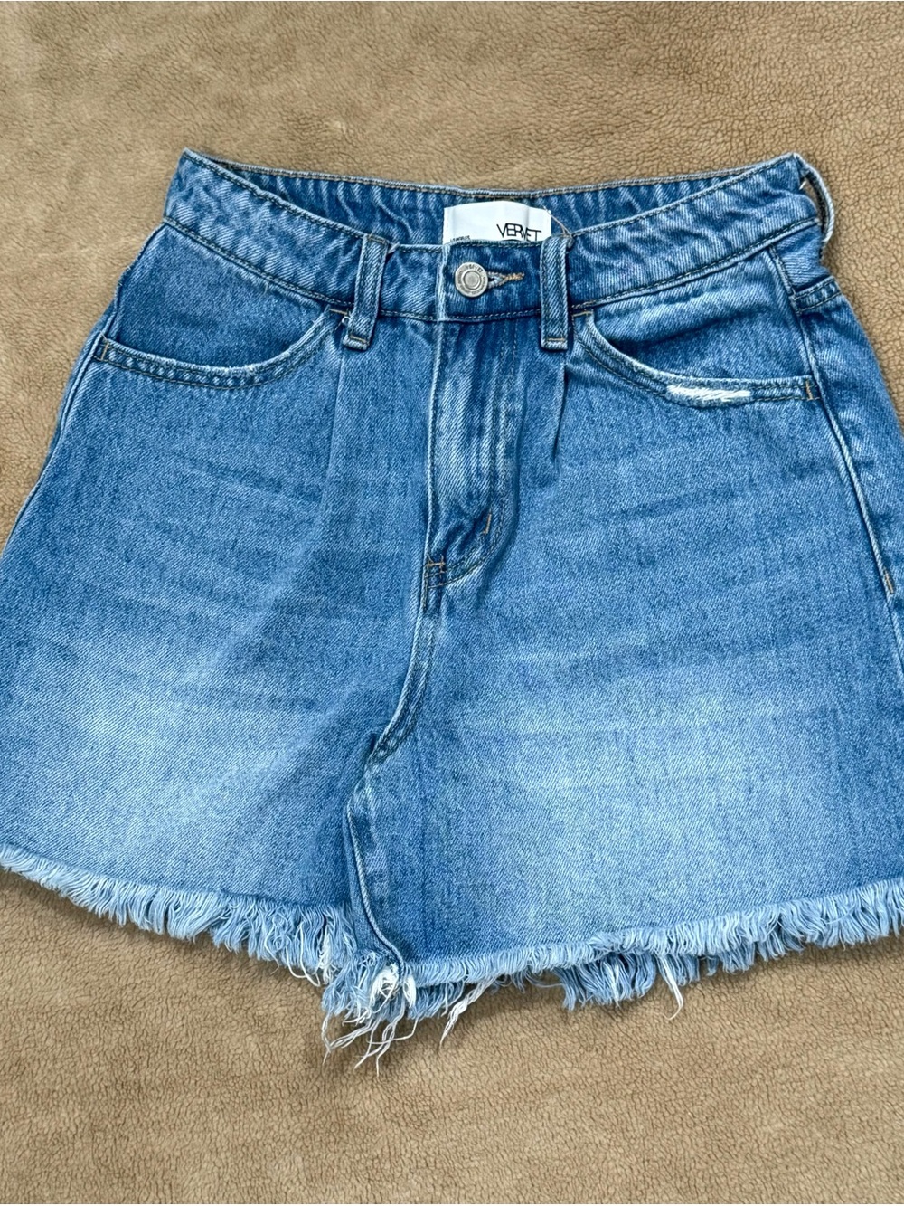 Denim Frayed high waist shorts
